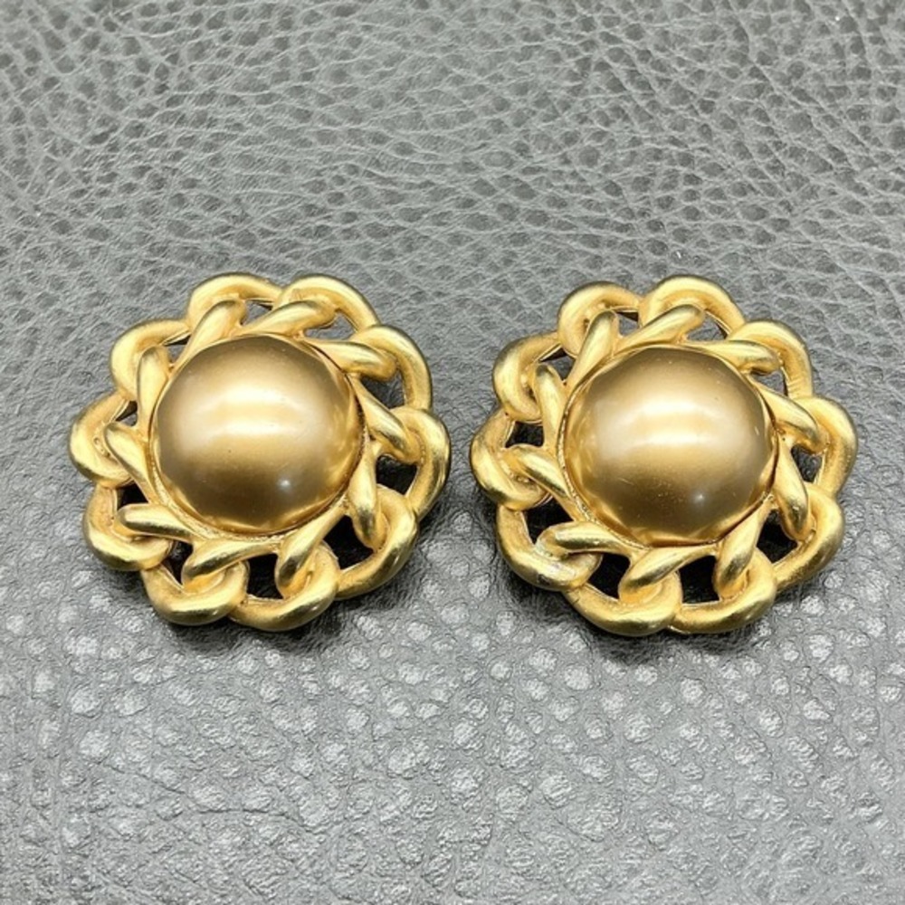 Vintage Carolee Clip On Earrings Chain Domed Button Costume Jewelry 1.5 Inch